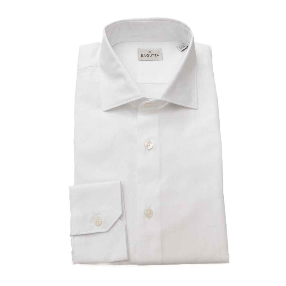 Bagutta White Cotton Men's Classic Shirt